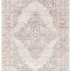 SAFAVIEH Shivan Collection 4' x 6' Grey / Rose SHV726F Shabby Chic Medallion Distressed Non-Shedding Living Room Bedroom Accent Rug