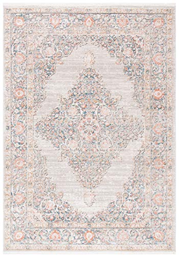 SAFAVIEH Shivan Collection 4' x 6' Grey / Rose SHV726F Shabby Chic Medallion Distressed Non-Shedding Living Room Bedroom Accent Rug