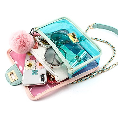 Oct17 Women Transparent PVC Plastic Cross body Durable Summer Shoulder Bag Clear Jelly Purse - Pink