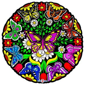 stuff2color butterfly fuzzy velvet mandala – 20×20 inches – coloring poster