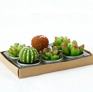 wisdomtoy holiday party succulents mini meat plant romantic candle decoration, set of 6