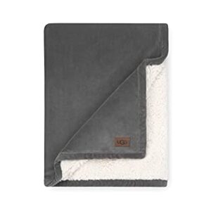 UGG Bliss Sherpa Throw Blanket - Plush Oversized Reversible Accent Blanket - 50” x 70” - Charcoal