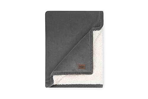 UGG Bliss Sherpa Throw Blanket - Plush Oversized Reversible Accent Blanket - 50” x 70” - Charcoal