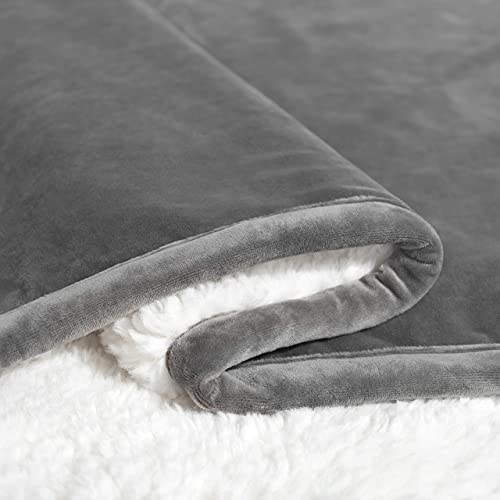 UGG Bliss Sherpa Throw Blanket - Plush Oversized Reversible Accent Blanket - 50” x 70” - Charcoal