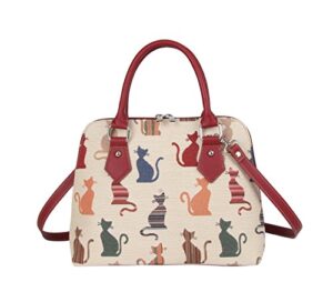 signare tapestry hand & shoulder bag for women |fashionable cross body bag purses for woman |satchel bag for women girls teen cat design | conv-cheky