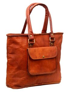 firu-handmade leather purses for women leather tote bag satchel vintage genuine leather purses for women handbag office casual with outer pocket