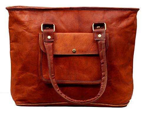 Firu-Handmade Leather Purses for Women Leather Tote Bag Satchel Vintage Genuine Leather Purses for Women Handbag Office Casual with outer Pocket