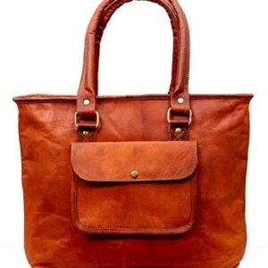 Firu-Handmade Leather Purses for Women Leather Tote Bag Satchel Vintage Genuine Leather Purses for Women Handbag Office Casual with outer Pocket