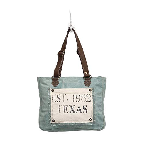 Myra Bag Turquoise Texas Upcycled Canvas Hand Bag S-0885