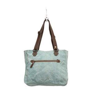 Myra Bag Turquoise Texas Upcycled Canvas Hand Bag S-0885