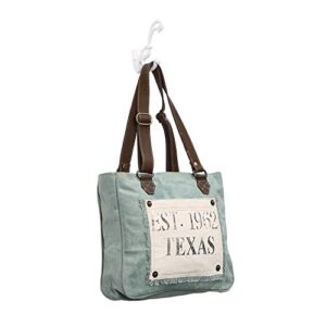 Myra Bag Turquoise Texas Upcycled Canvas Hand Bag S-0885