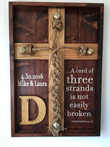 bc plaxidermy wedding unity ceremony – tie the knot braid w/ecclesiastes 4:12 scripture and personalized names/dates