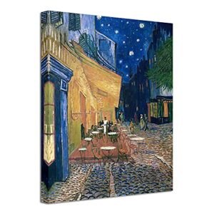wieco art cafe terrace at night modern stretched and framed giclee canvas prints van gogh oil paintings reproduction cityscape picture on canvas wall art ready to hang for bedroom kitchen home decor