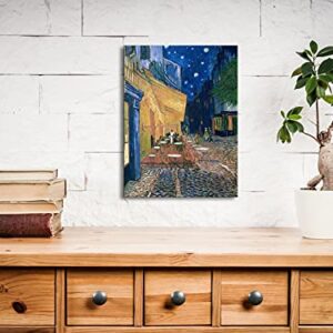 Wieco Art Cafe Terrace at Night Modern Stretched and Framed Giclee Canvas Prints Van Gogh Oil Paintings Reproduction Cityscape Picture on Canvas Wall Art Ready to Hang for Bedroom Kitchen Home Decor