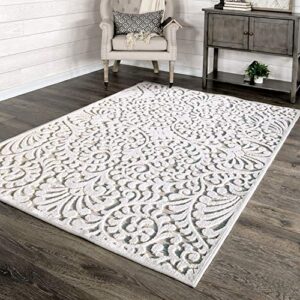 my texas house by orian bluebonnets area rug, 3’11” x 5’5″, natural/driftwood