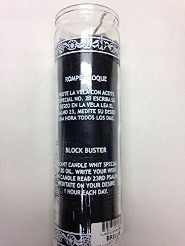 PHIMINNEX Block Buster/Block Breaker 7 Day Unscented Black Candle in Glass (Rompe Bloque)