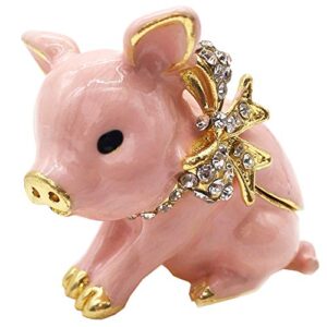 waltz&f handcrafted pewter trinket box jeweled new lovely pig jewelry box