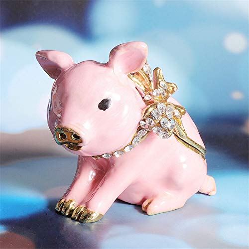 Waltz&F Handcrafted Pewter Trinket Box Jeweled New Lovely Pig Jewelry Box