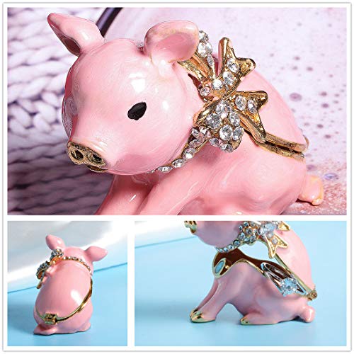 Waltz&F Handcrafted Pewter Trinket Box Jeweled New Lovely Pig Jewelry Box