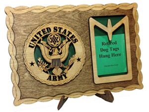 armed forces army custom laser crafted three dimensional wooden dog tag holder plaque