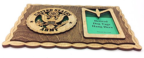 Armed Forces Army Custom Laser Crafted Three Dimensional Wooden Dog Tag Holder Plaque