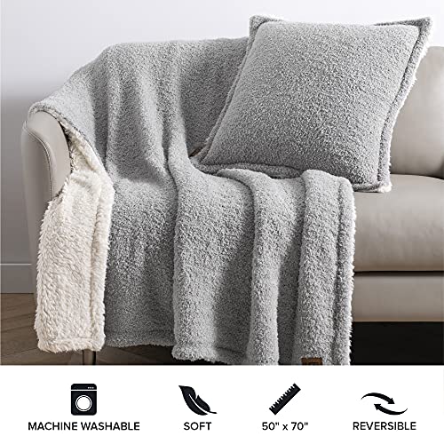 UGG Ana Knit Throw Blanket - Plush Oversized Reversible Accent Blanket - 50” x 70” - Seal