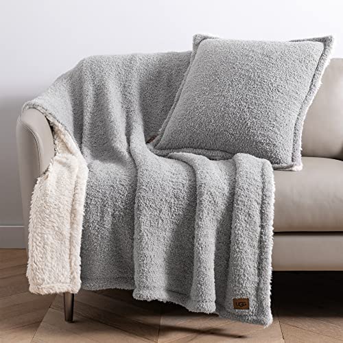 UGG Ana Knit Throw Blanket - Plush Oversized Reversible Accent Blanket - 50” x 70” - Seal