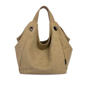 good bag women’s european style purse casual canvas tote durabel shoulder handbag color khaki