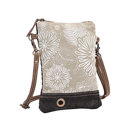 Myra Bag Leafy Upcycled Canvas & Leather Crossbody Bag S-1466