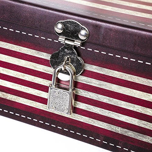 MyGift Decorative Storage Box, Retro Style American Flag Tin Metal Keepsake Box with Lid and Padlock