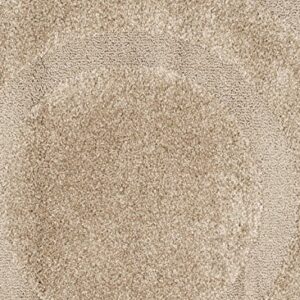 SAFAVIEH Florida Shag Collection 4' Round Beige / Beige SG454 Border Non-Shedding Living Room Bedroom Dining Room Entryway Plush 1.2-inch Thick Area Rug