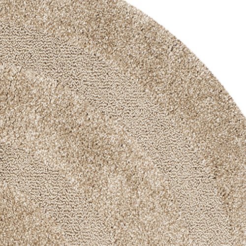 SAFAVIEH Florida Shag Collection 4' Round Beige / Beige SG454 Border Non-Shedding Living Room Bedroom Dining Room Entryway Plush 1.2-inch Thick Area Rug