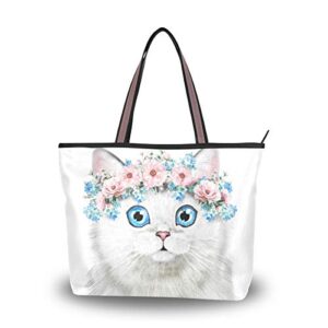 my daily women tote shoulder bag cute watercolor cat handbag medium