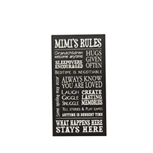 My Word! Mimi's Rules Decorative Sign, Black with Cream Lettering, 8.5x16