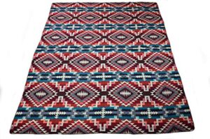 casa de alpaca, handmade ecuadorean alpaca wool blankets/throws, native patterns (geometric red blue)