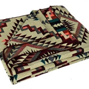 Casa De Alpaca, Handmade Ecuadorean Alpaca Wool Blankets/Throws, Native Patterns (Geometric Red Blue)