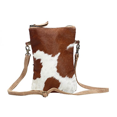 Myra Bag White & Brown Cowhide Crossbody Bag S-1173