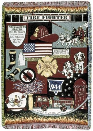 Fire Fighter Fireman Theme Print 3 Layer Afghan Throw Blanket 50" x 70"