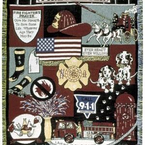 Fire Fighter Fireman Theme Print 3 Layer Afghan Throw Blanket 50" x 70"