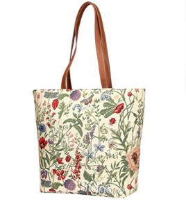signare tapestry shoulder bag tote bag for women with sunflower butterfly dragonfly (shou-mgd)