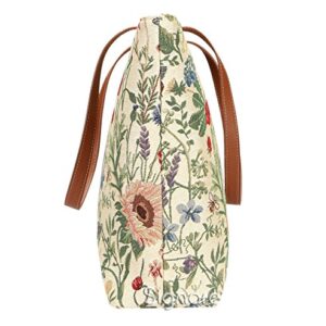 Signare Tapestry Shoulder Bag Tote Bag for Women with Sunflower Butterfly Dragonfly (SHOU-MGD)