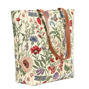 Signare Tapestry Shoulder Bag Tote Bag for Women with Sunflower Butterfly Dragonfly (SHOU-MGD)