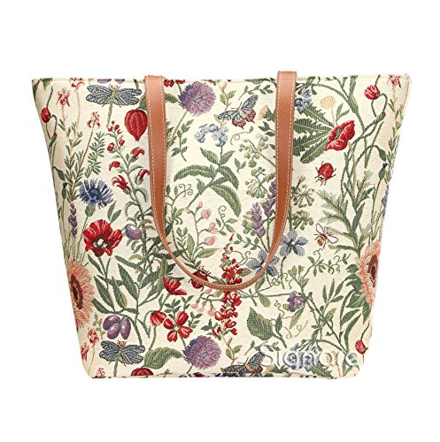 Signare Tapestry Shoulder Bag Tote Bag for Women with Sunflower Butterfly Dragonfly (SHOU-MGD)