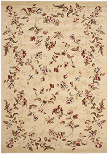 SAFAVIEH Lyndhurst Collection 5'3" x 7'6" Beige LNH325A Traditional Floral Non-Shedding Living Room Bedroom Dining Home Office Area Rug