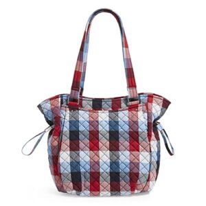 vera bradley women’s cotton glenna satchel purse, patriotic plaid – recycled cotton, one size