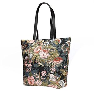 signare tapestry shoulder bag tote bag for women with peony flower (shou-peo)