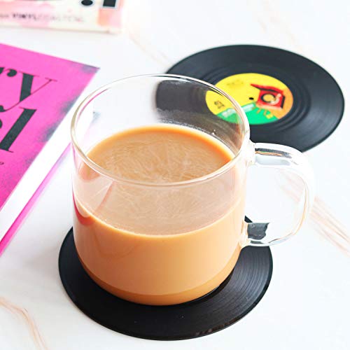 Funny Coasters for Drinks | Set of 12 Vinyl Records Disk Music Lover Drink Coaster Conversation | Housewarming Hostess Gifts, Unique House Warming Present Decor Decorations Wedding Registry Gift Ideas