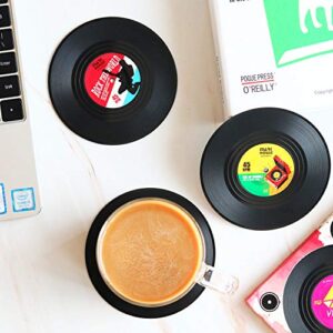 Funny Coasters for Drinks | Set of 12 Vinyl Records Disk Music Lover Drink Coaster Conversation | Housewarming Hostess Gifts, Unique House Warming Present Decor Decorations Wedding Registry Gift Ideas