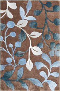 nourison contour floral mocha 2’6″ x 4′ area -rug, easy -cleaning, non shedding, bed room, living room, dining room, kitchen (3×4)