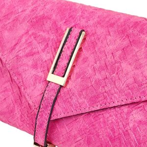 Weaved Pattern Faux Leather Clutch, Fuchsia